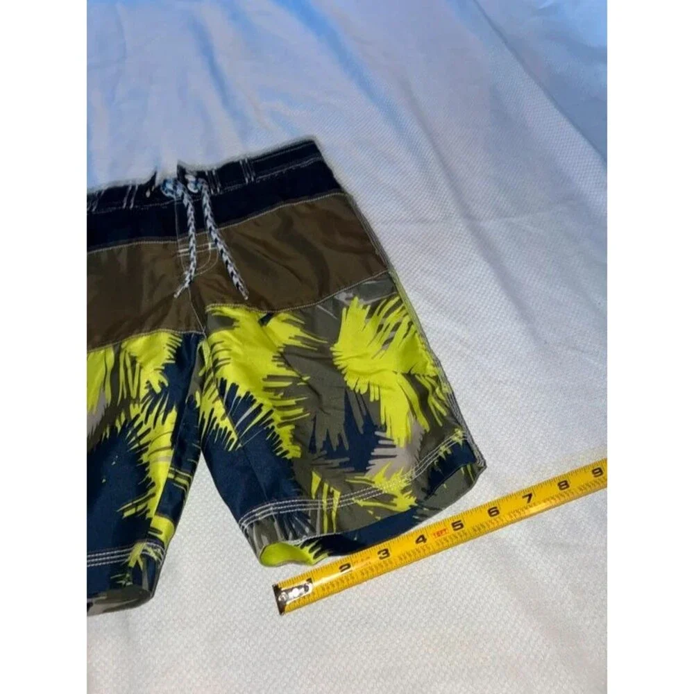 Boy’s Gymboree Brown & Neon Green Swim Trunks Size Small (5/6)